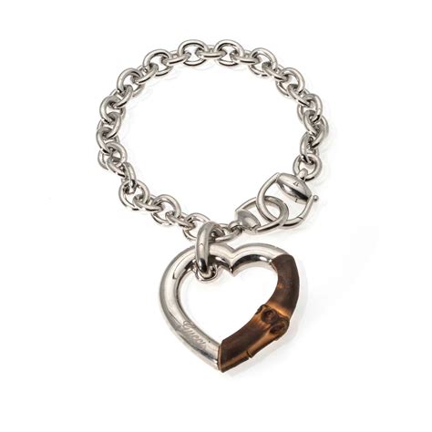 gucci bamboo bracelet with silver heart